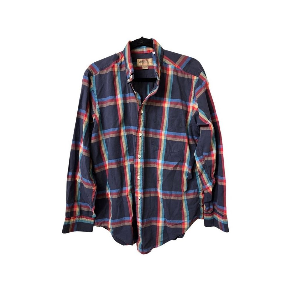 Vintage Sansabelt 1970's Mens L Shirt Multicolor Plaid Button Down USA RARE